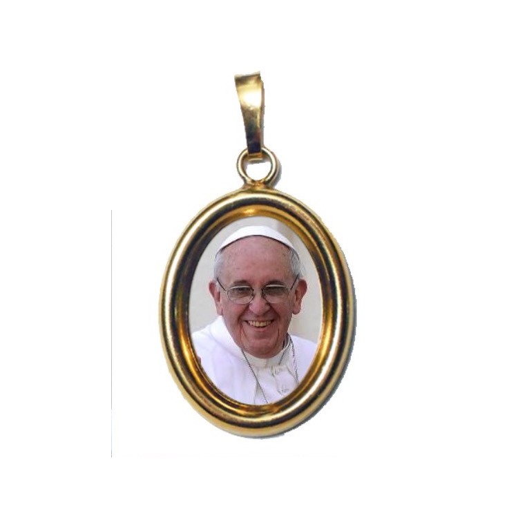 Papa Francesco su Ciondolo in Argento 925°°° Dorato Lucido