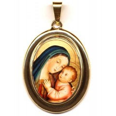 La Madonna del Buon Consiglio su Pendente Ovale in Oro 750°°°