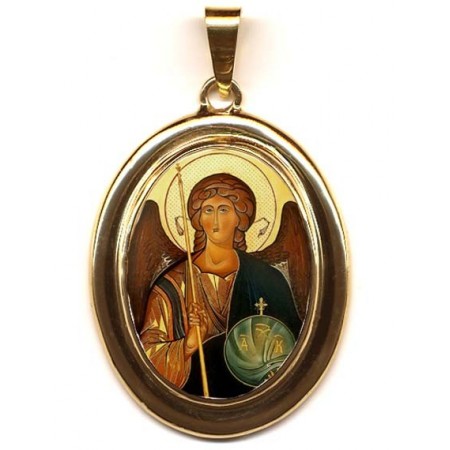 L’ Arcangelo Michele su Pendente Ovale in Oro 750°°°
