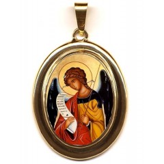 L’ Arcangelo Gabriele su Pendente Ovale in Oro 750°°°