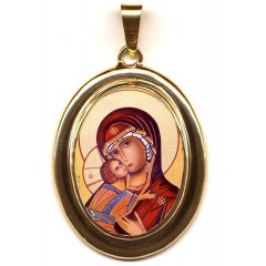 La Vergine di Vladimir su Pendente Ovale in Oro 750°°°