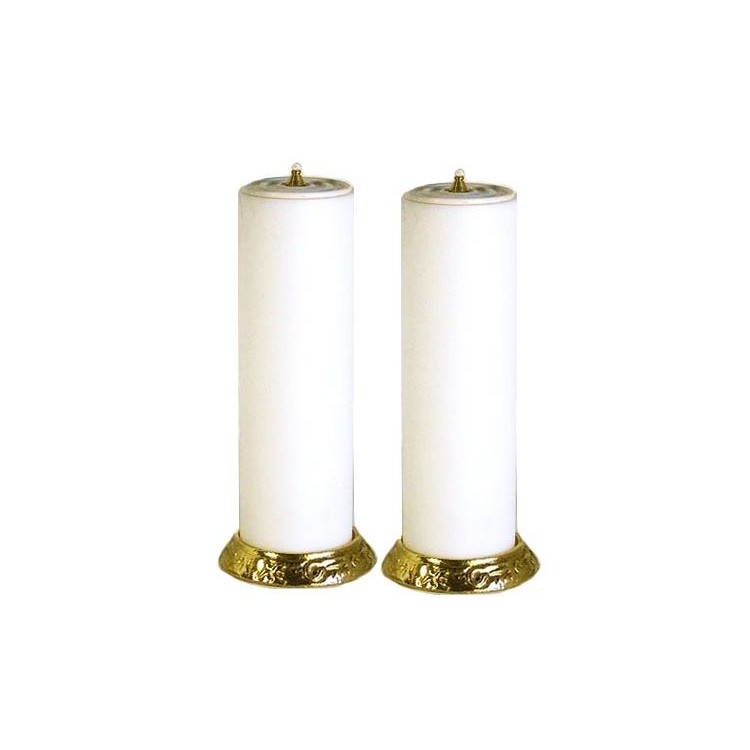 Coppia Candelieri con finta candela da 8 x25 cm. e cartucce