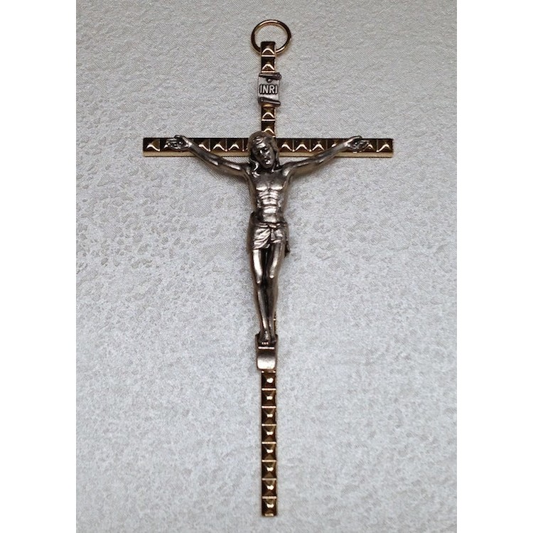 Croce DORATA con Cristo Argentato mis.11x6 cm