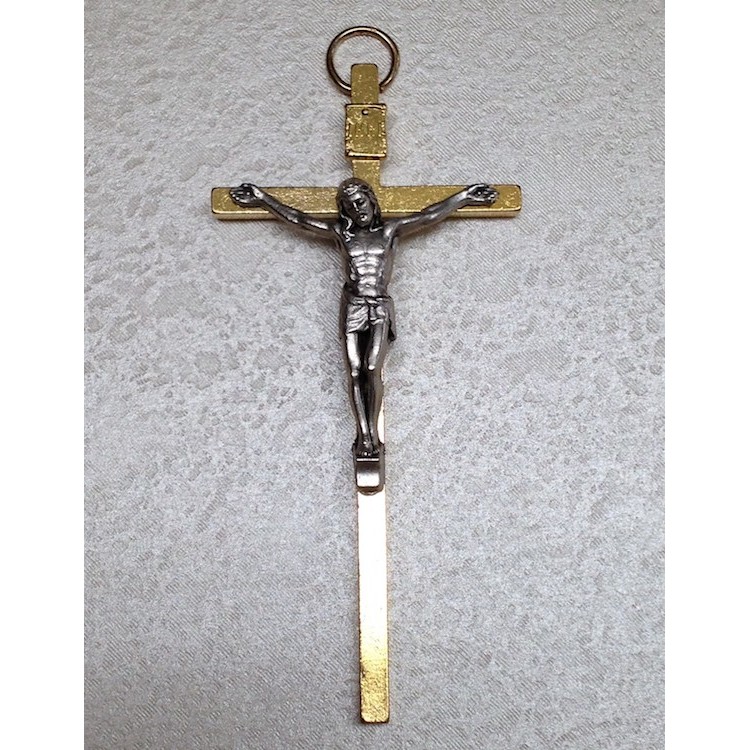 Croce DORATA con Cristo ARGENTATO 8,5x4 cm