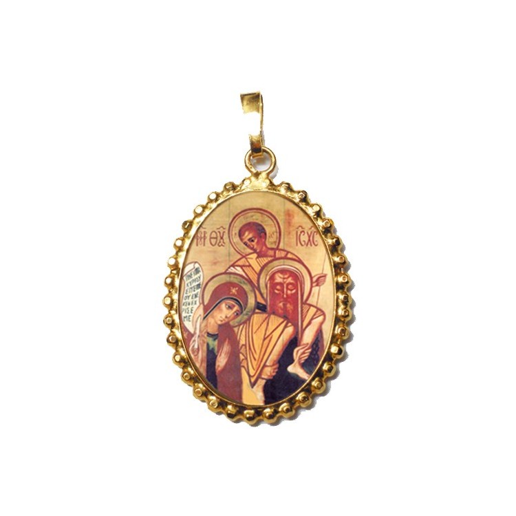 Sacra Famiglia su Ciondolo in Argento 925°°° a Corona