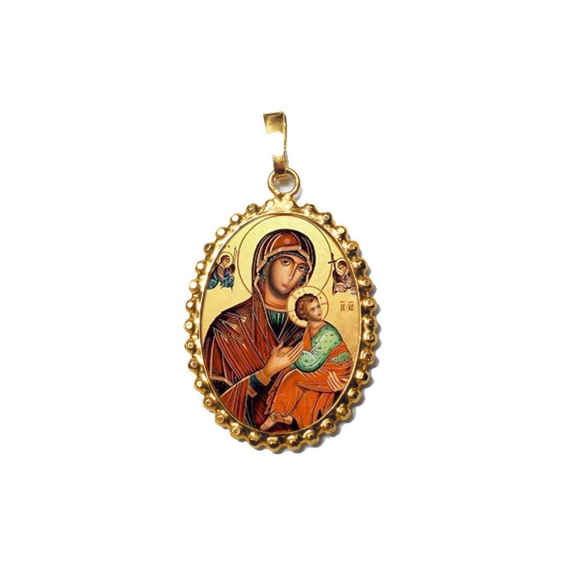 La Madonna del Perpetuo Soccorso su Ciondolo in Argento 925°°° a Corona