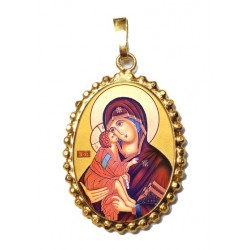 La Vergine della Tenerezza su Ciondolo in Argento 925°°° a Corona