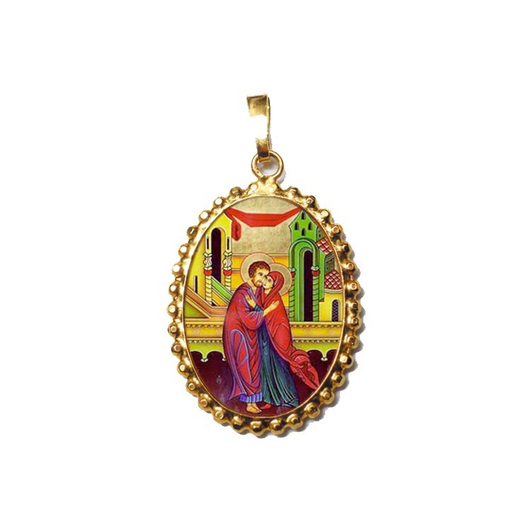 Sant' Anna e Gioacchino su Ciondolo in Argento 925°°° a Corona