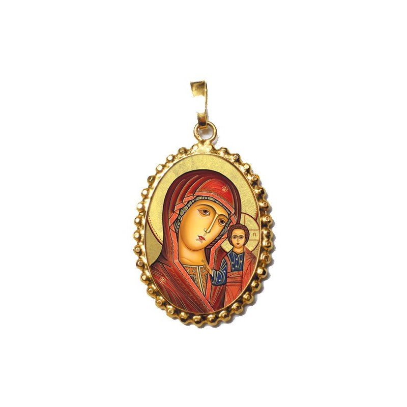 La Madonna di Kazan su Ciondolo in Argento 925°°° a Corona