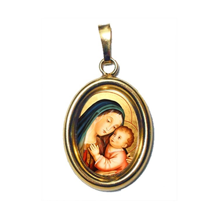 La Madonna del Buon Consiglio su Ciondolo in Argento 925°°° Dorato Lucido