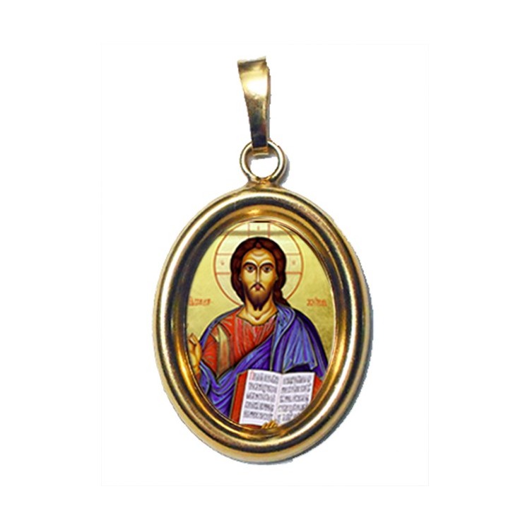 Cristo Pantocrator su Ciondolo in Argento 925°°° Dorato Lucido