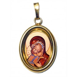 La Vergine di Vladimir su Ciondolo in Argento 925°°° Dorato Lucido