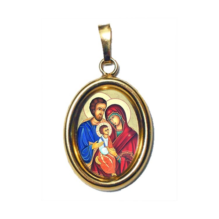 La Sacra Famiglia su Ciondolo in Argento 925°°° Dorato Lucido