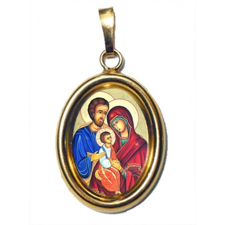 La Sacra Famiglia su Ciondolo in Argento 925°°° Dorato Lucido