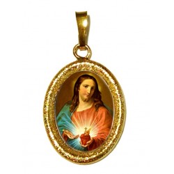 Il Sacro Cuore di Gesù su Ciondolo in Argento 925°°° Diamantato
