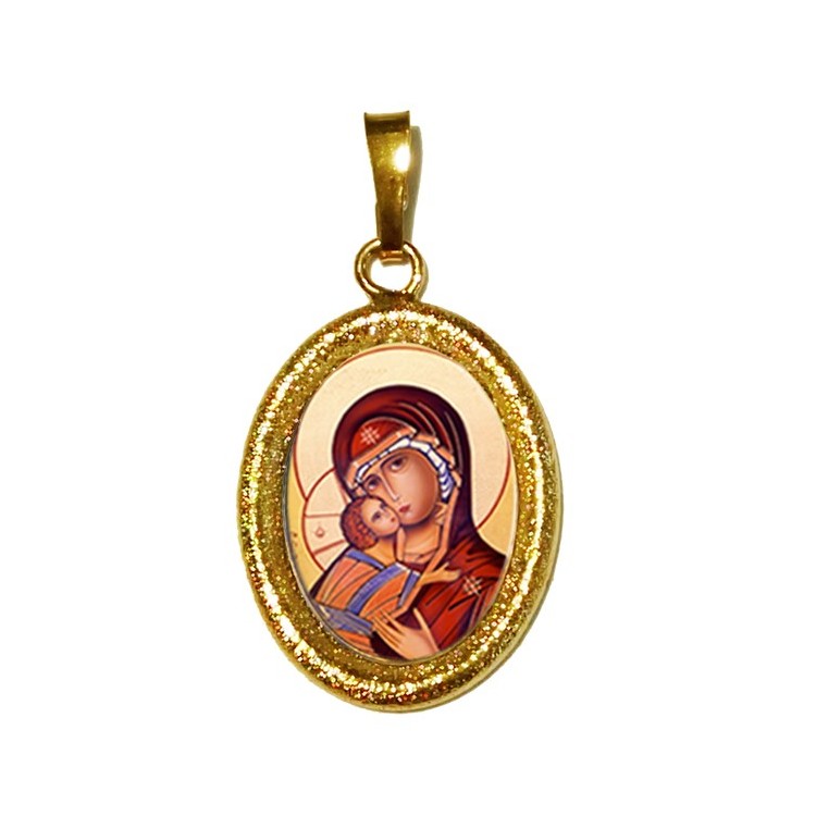 La Vergine di Vladimir su Ciondolo in Argento 925°°° Diamantato