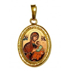 La Madonna del Perpetuo Soccorso su Ciondolo in Argento 925°°° Diamantato