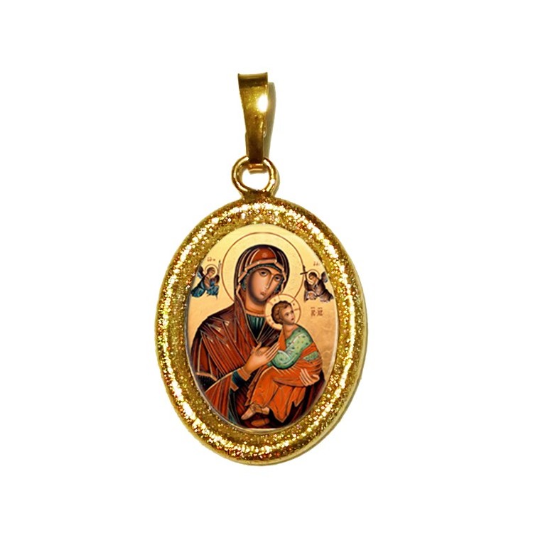 La Madonna del Perpetuo Soccorso su Ciondolo in Argento 925°°° Diamantato