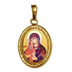 La Vergine della Tenerezza su Ciondolo in Argento 925°°° Diamantato