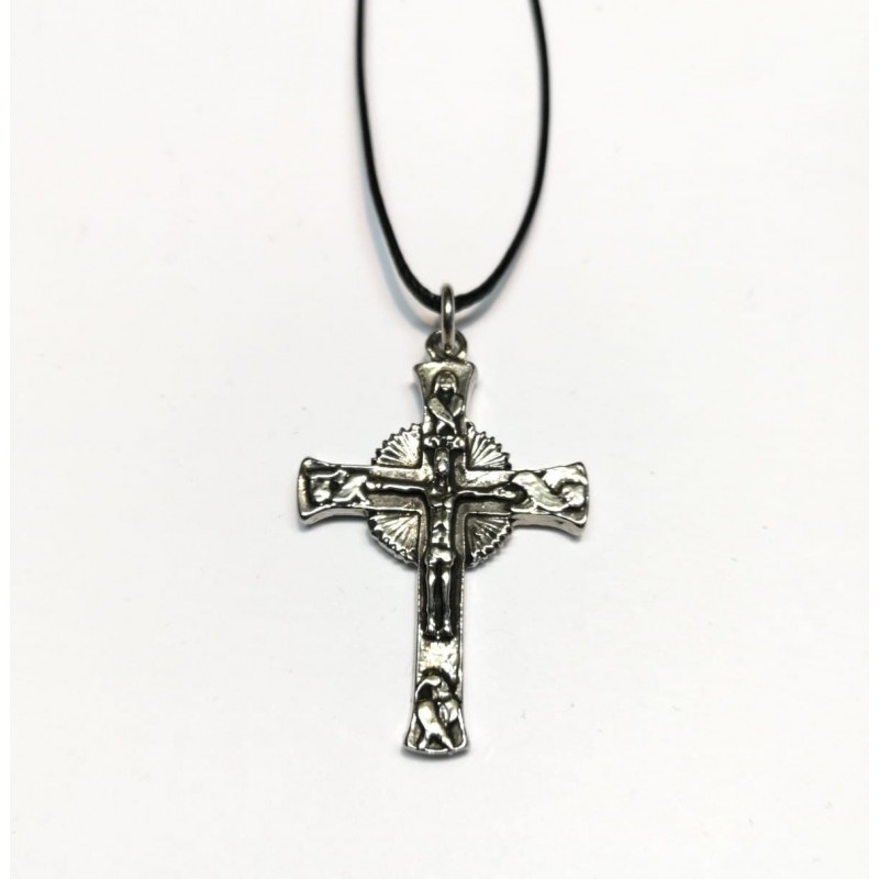 Collana con la Croce GLORIOSA da 4 cm. Cromata
