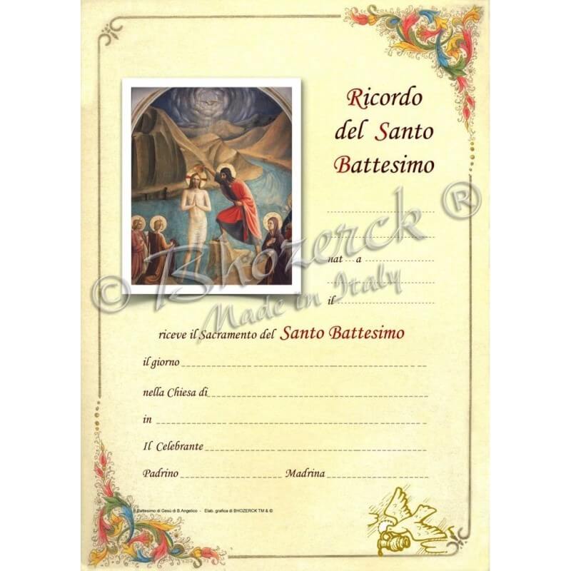 Pergamena In Ricordo del Battesimo (del B. Angelico)