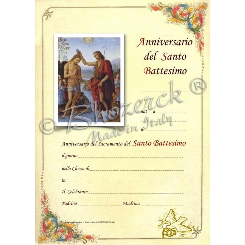 Pergamena per Anniversario del Battesimo