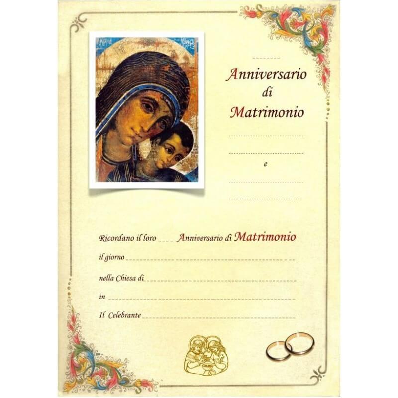 Pergamena per Anniversario Ricordo del Matrimonio