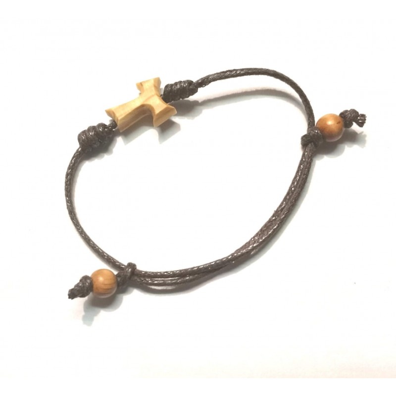 Bracciale marrone con Tau in Olivo