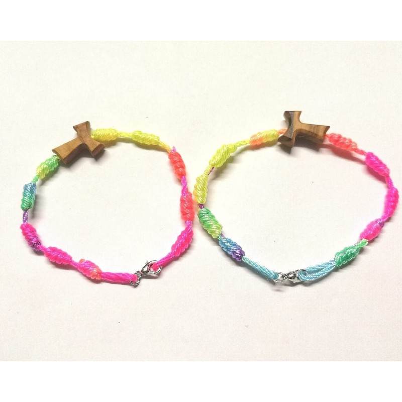 Bracciali filo ARCOBALENO e Tau in Olivo